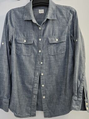 J. Crew Denim-Style Light Blue Button-Down Shirt